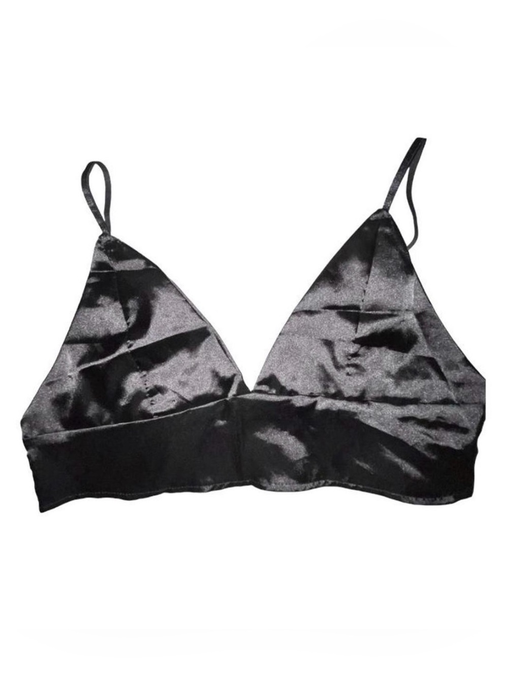 SHEIN Black Satin Triangle Bralette